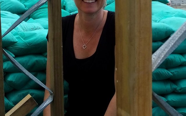 Tessa Halvorsen at the building site in De Kelders. Tessa Halvorsen at the building site in De Kelders.